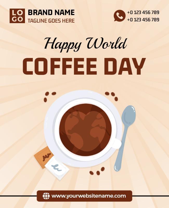 Festive Brown Coffee Day Celebration Poster Template