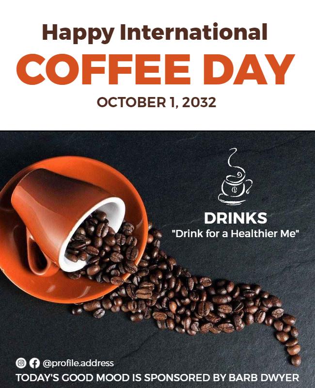 Festive Brown Coffee Themed International Coffee Day Poster Template