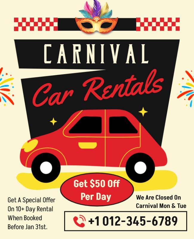 Festive Carnival Car Rentals Promotion Poster Template