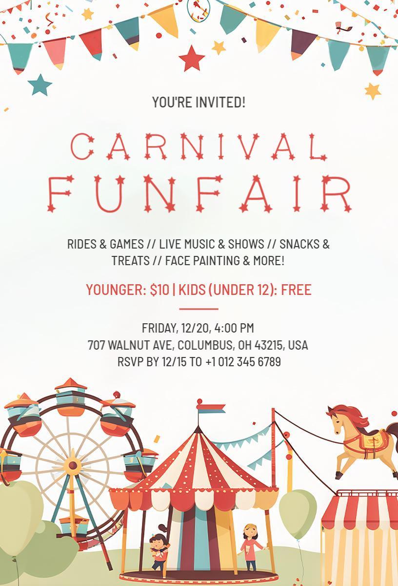 Festive Carnival Funfair Celebration Invitation Template