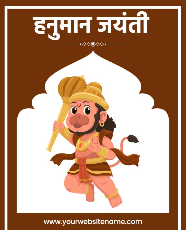 Festive Cartoon Hanuman Jayanti Celebration Poster Template