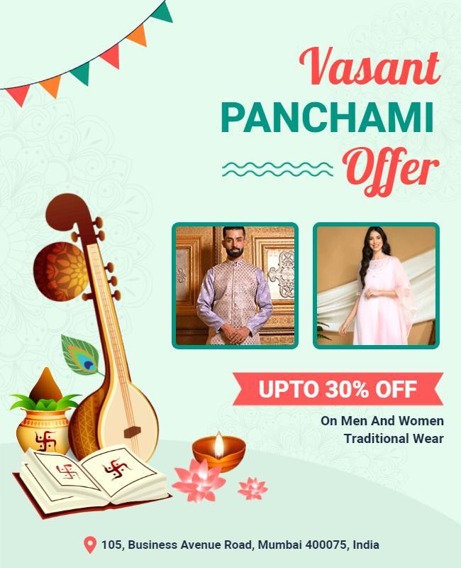 Festive Celebration Vasant Panchami Traditional Wear Offer Poster Template