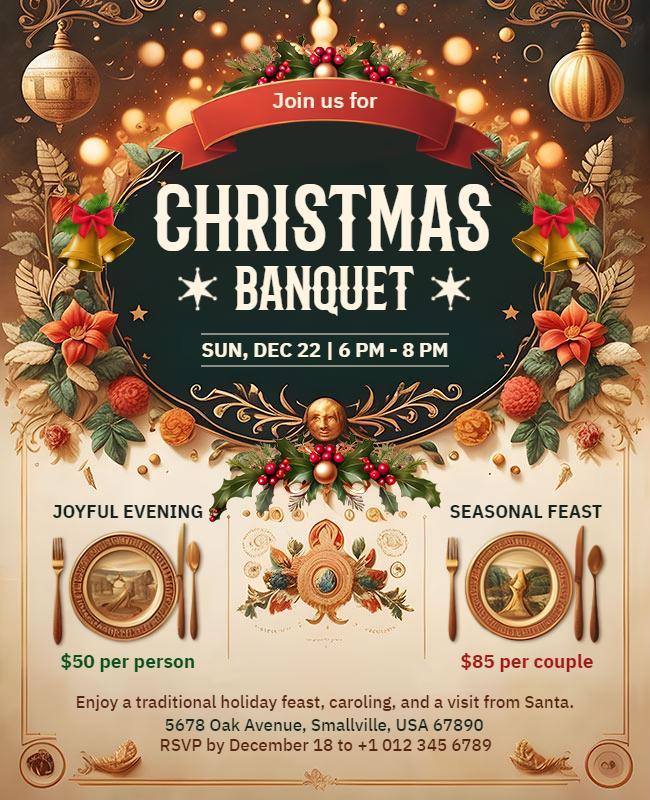 Festive Christmas Banquet Celebration Flyer Template