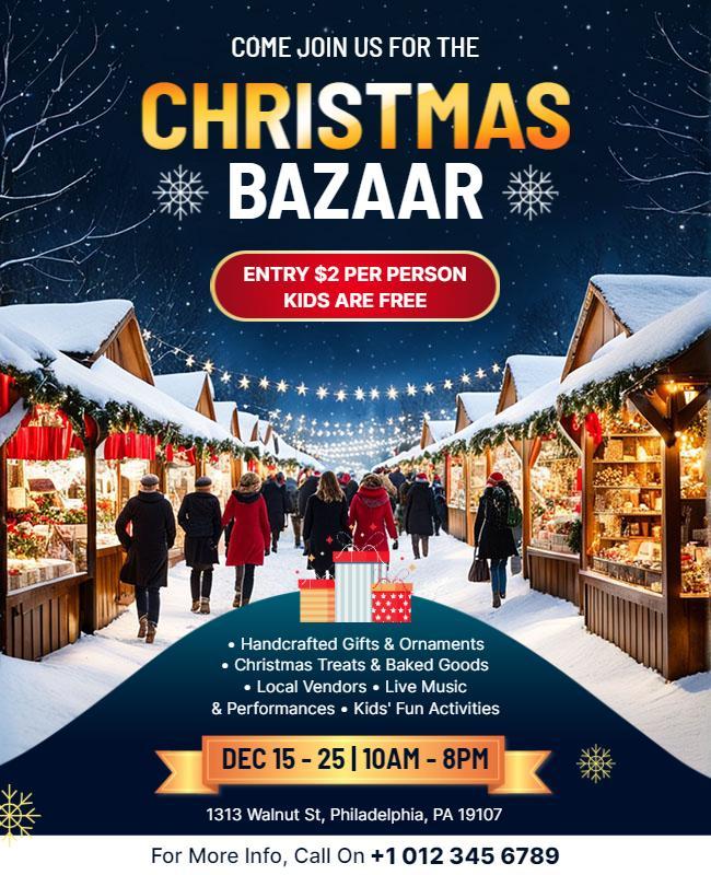 Festive Christmas Bazaar Marketplace Flyer Template