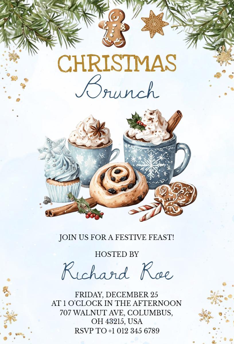 Festive Christmas Brunch Celebration Gathering Invitation Template