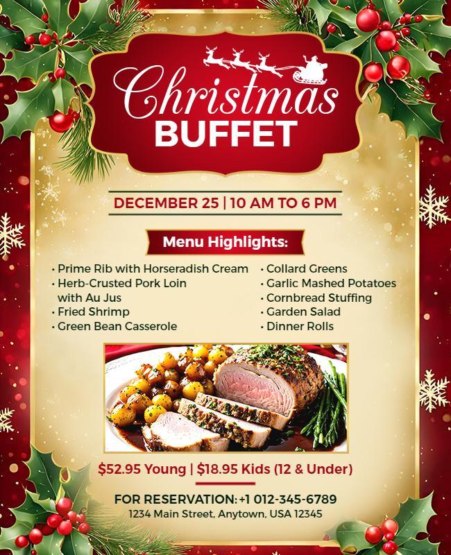 Festive Christmas Buffet Celebration Flyer Template