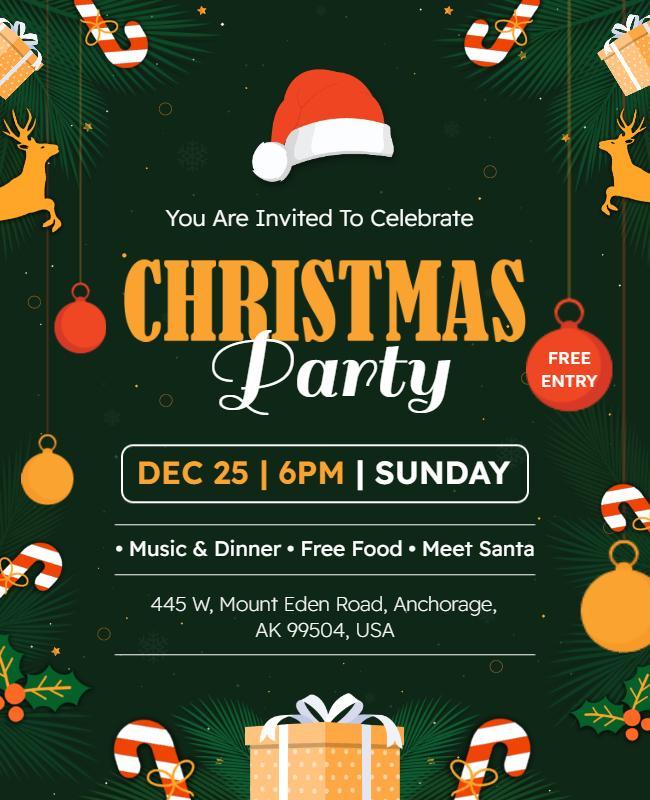 Festive Christmas Celebration Invitation Flyer Template