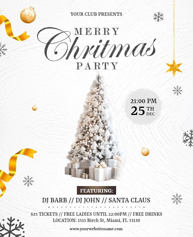 Festive White Christmas Party Celebration Flyer Template