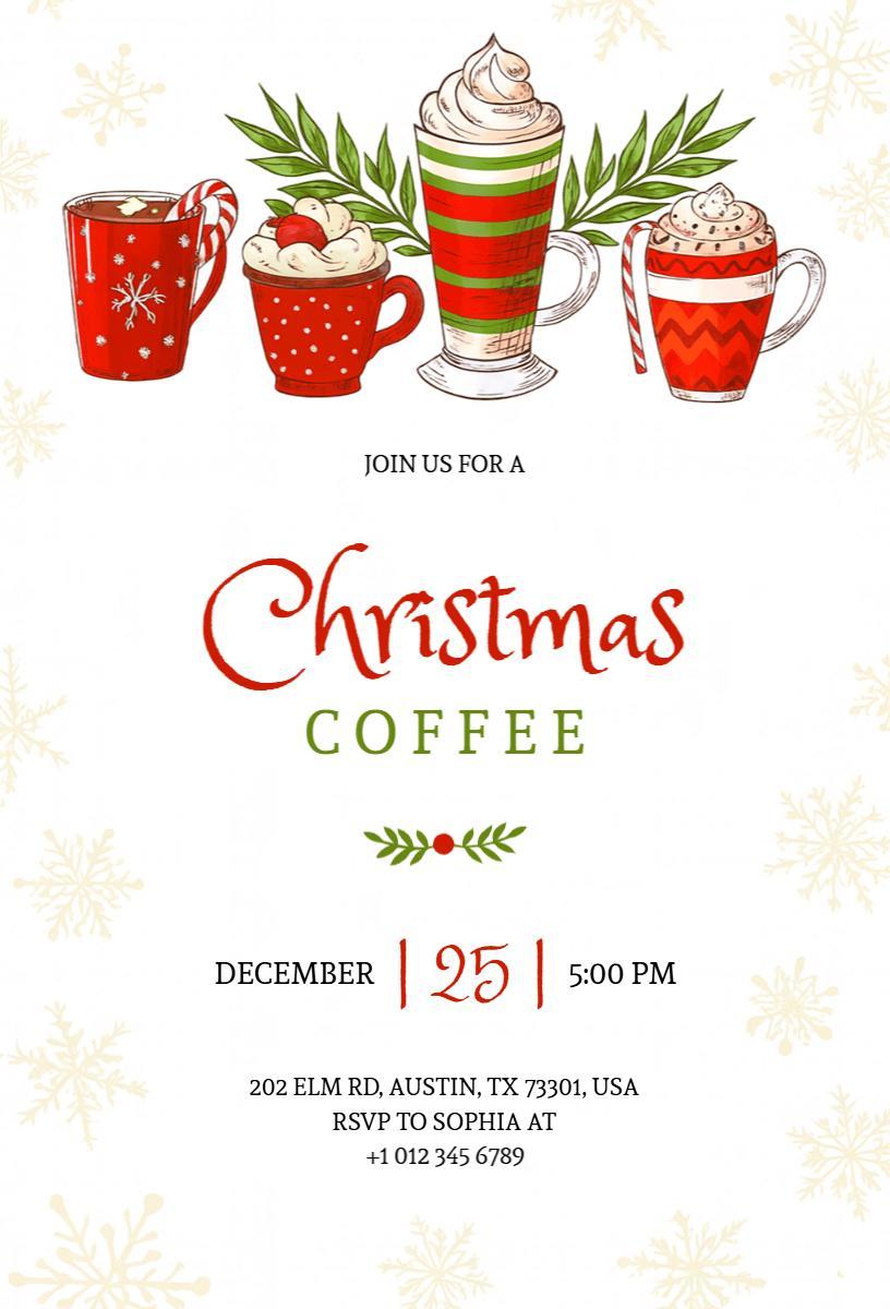 Festive Christmas Coffee Gathering Celebration Invitation Template