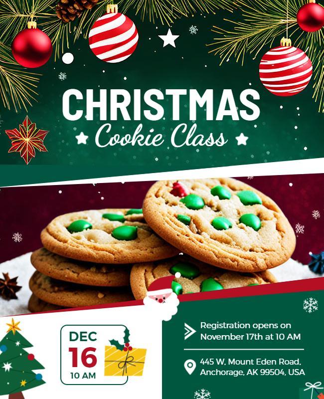 Festive Christmas Cookie Baking Class Flyer Template