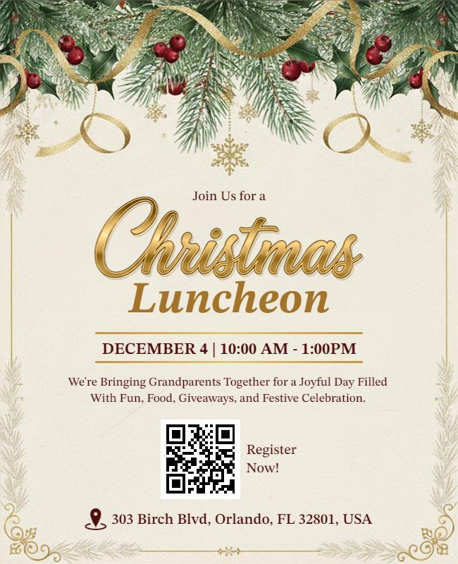 Festive Christmas Luncheon Invitation Flyer Template