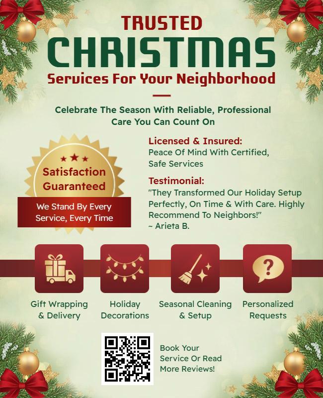 Festive Christmas Neighborhood Services Promotion Flyer Template