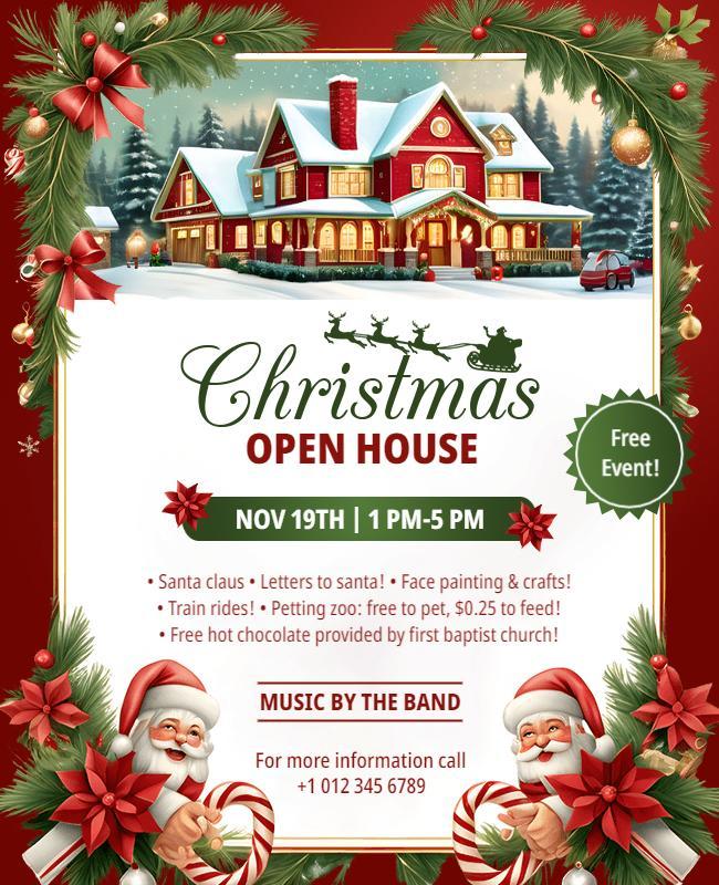 Festive Christmas Open House Celebration Flyer Template