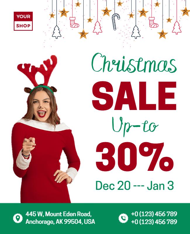 Festive Red Christmas Sale Promotion Flyer Template