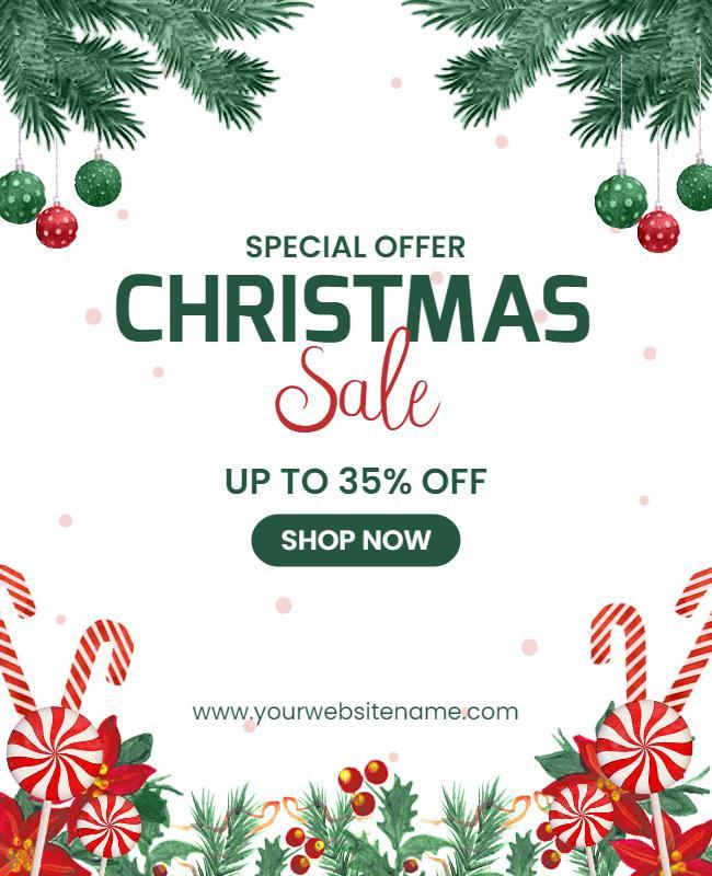 Cheerful Holiday Red and Green Christmas Sale Flyer Template