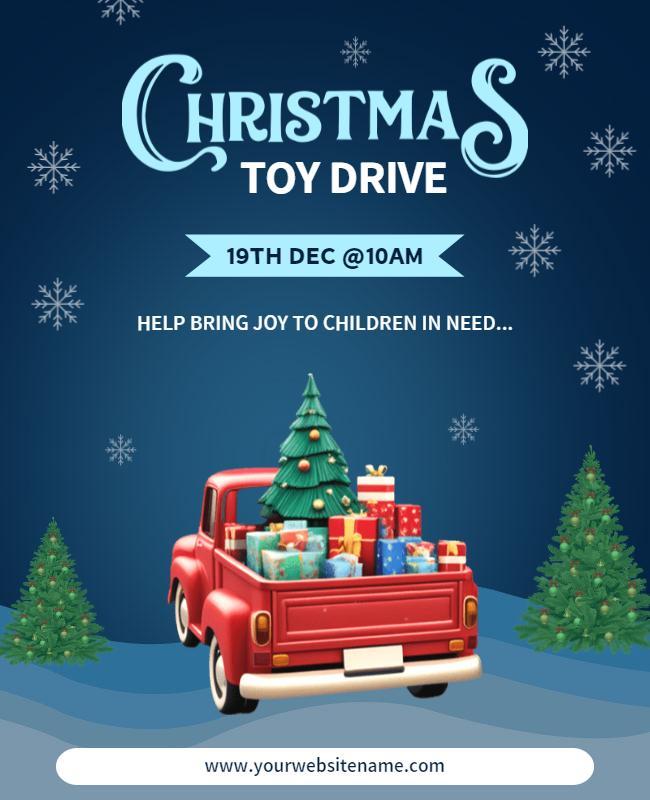 Festive Christmas Toy Drive Donation Event Poster Template