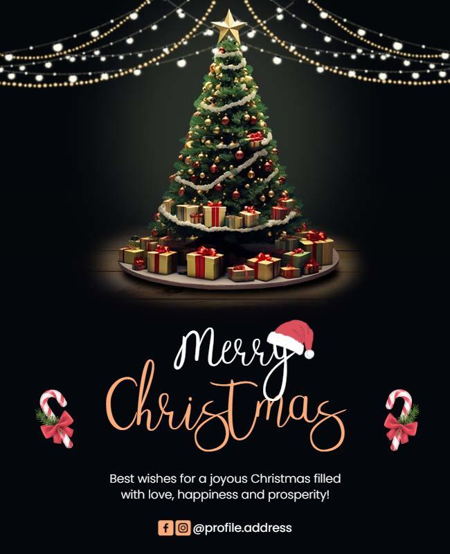 Festive Christmas Tree Celebration with Gifts Poster Template