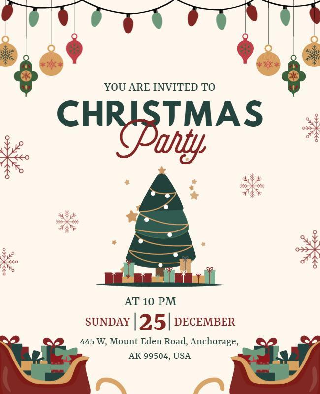 Festive Christmas Tree Invitation Flyer Template