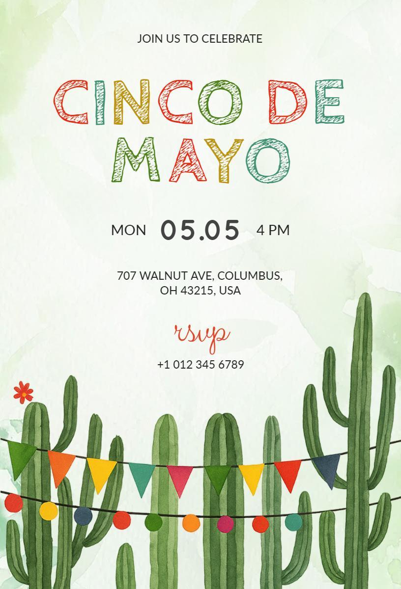 Festive Cinco De Mayo Celebration Colorful Invitation Template