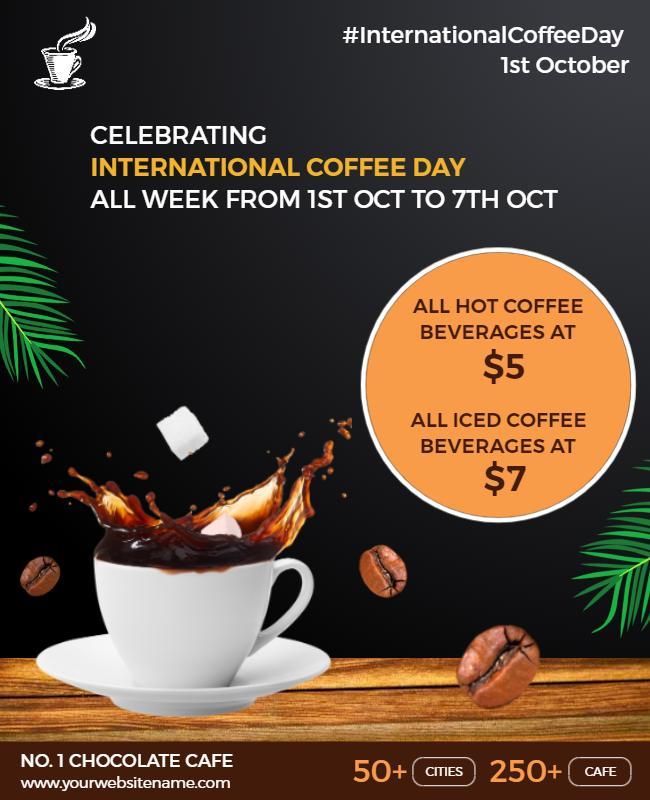 Festive Coffee Celebration for International Coffee Day Poster Template