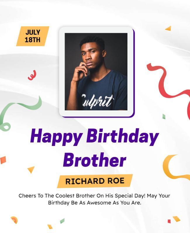Festive Colorful Brother's Birthday Celebration Poster Template