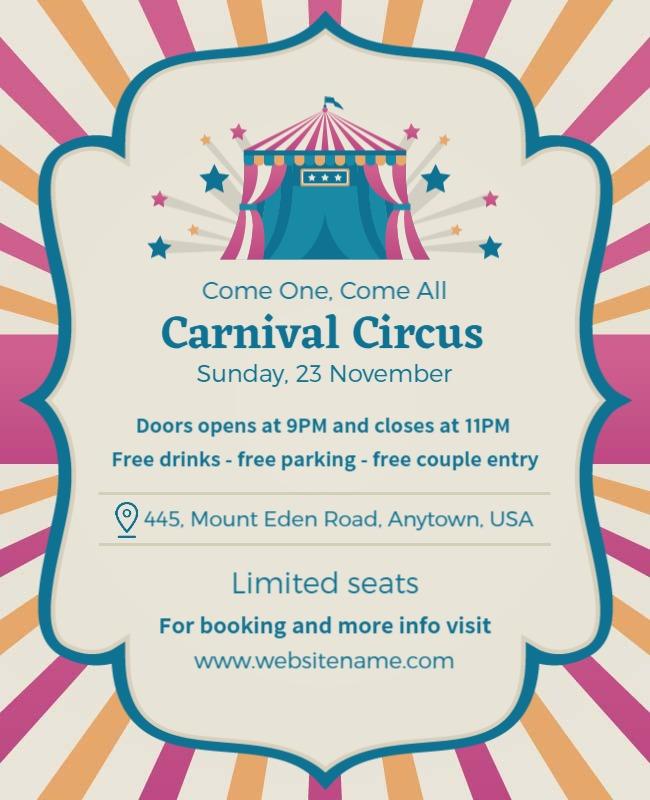Festive Colorful Carnival Circus Event Poster Template
