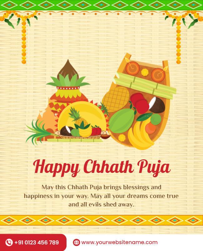 Festive Colorful Chhath Puja Celebration Poster Template