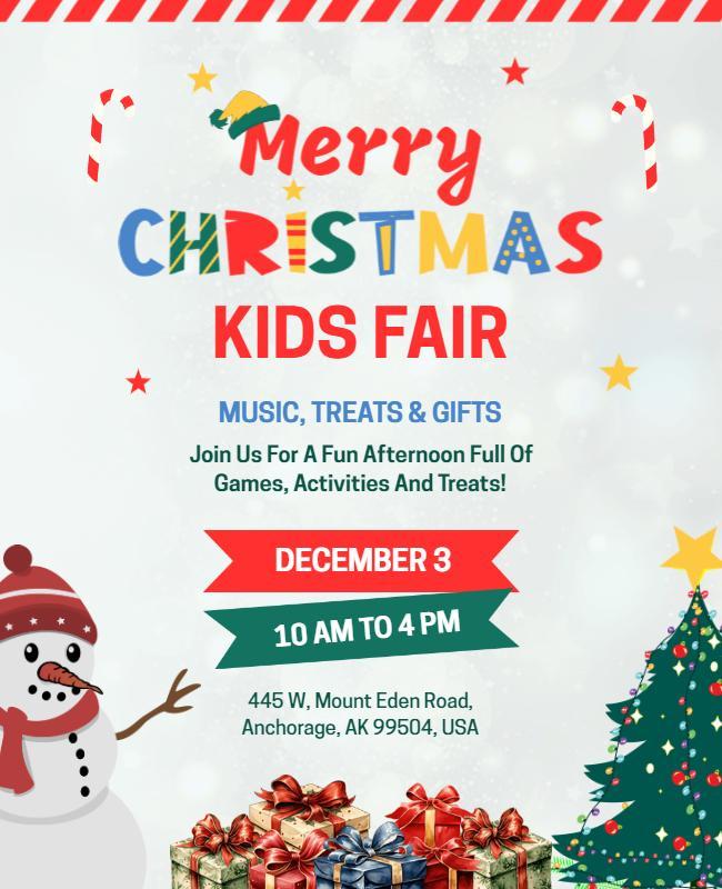 Festive Colorful Christmas Kids Fair Celebration Poster Template