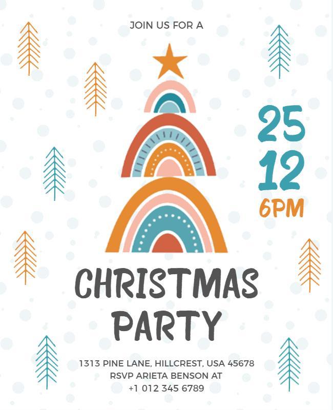Festive Colorful Christmas Party Celebration Poster Template