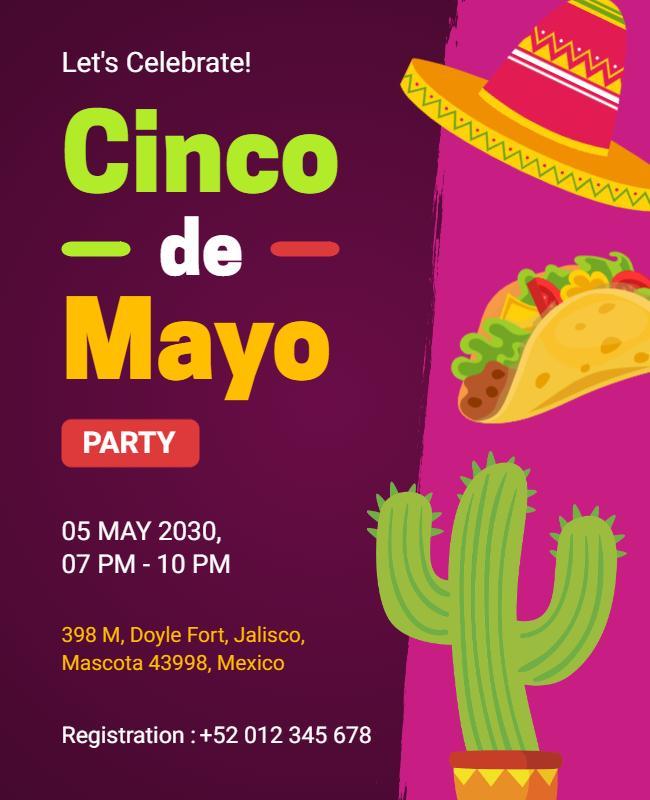 Festive Colorful Cinco de Mayo Celebration Party Poster Template