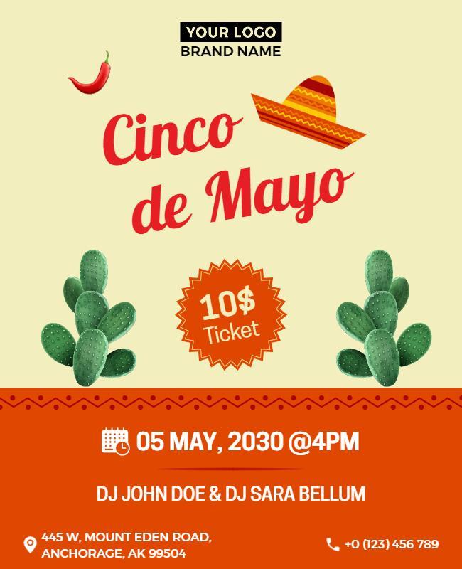 Festive Colorful Cinco de Mayo Celebration Poster Template