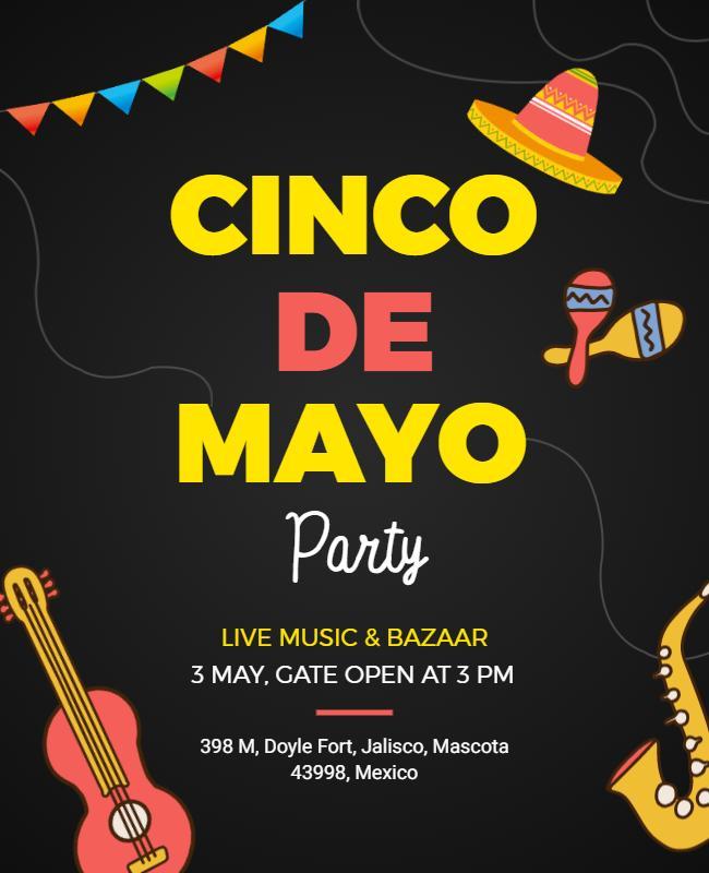 Festive Colorful Cinco de Mayo Party Celebration Poster Template