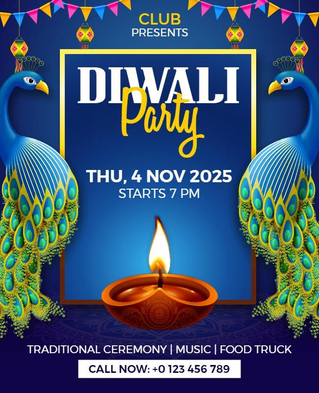Festive Colorful Diwali Celebration Party Poster Template