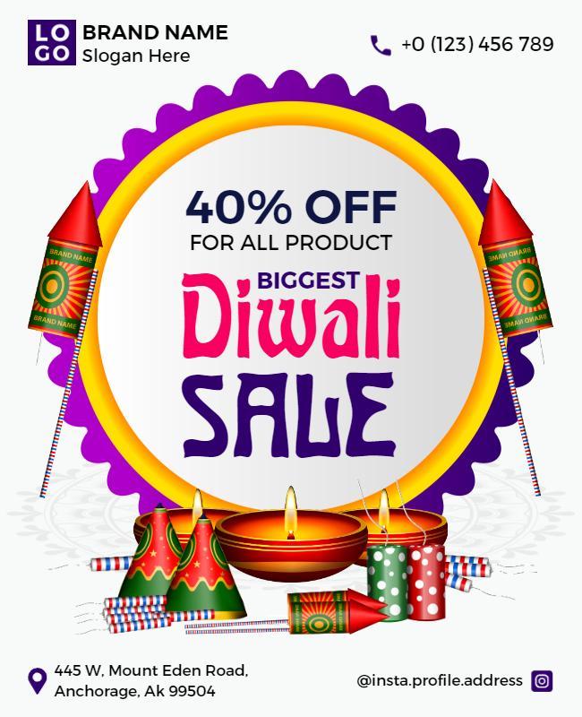 Festive Colorful Diwali Sale with Discount Offer Poster Template