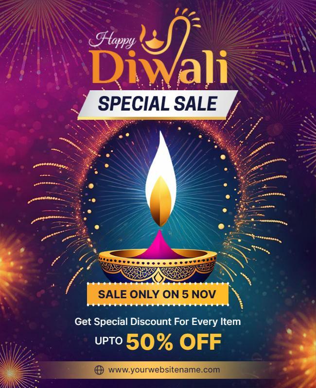 Festive Colorful Diwali Special Sale Discount Poster Template