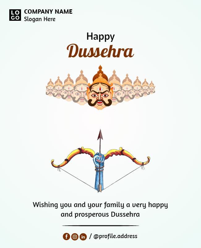 Festive Colorful Dussera Celebration Greeting Poster Template