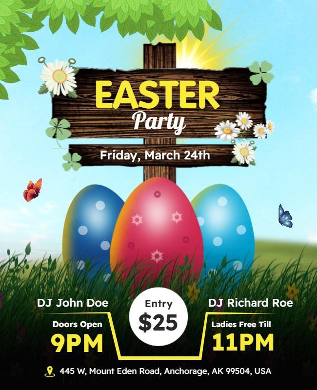 Festive Colorful Easter Egg Celebration Party Poster Template