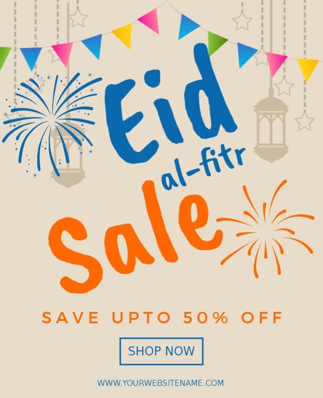 Festive Colorful Eid al-Fitr Sale Celebration Poster Template