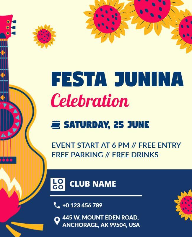 Festive Colorful Fiesta Junina Celebration Poster Template