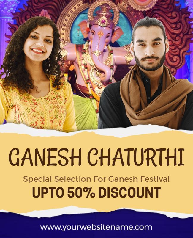 Festive Colorful Ganesh Chaturthi Celebration Poster Template