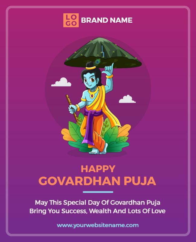 Festive Colorful Govardhan Puja Celebration Poster Template