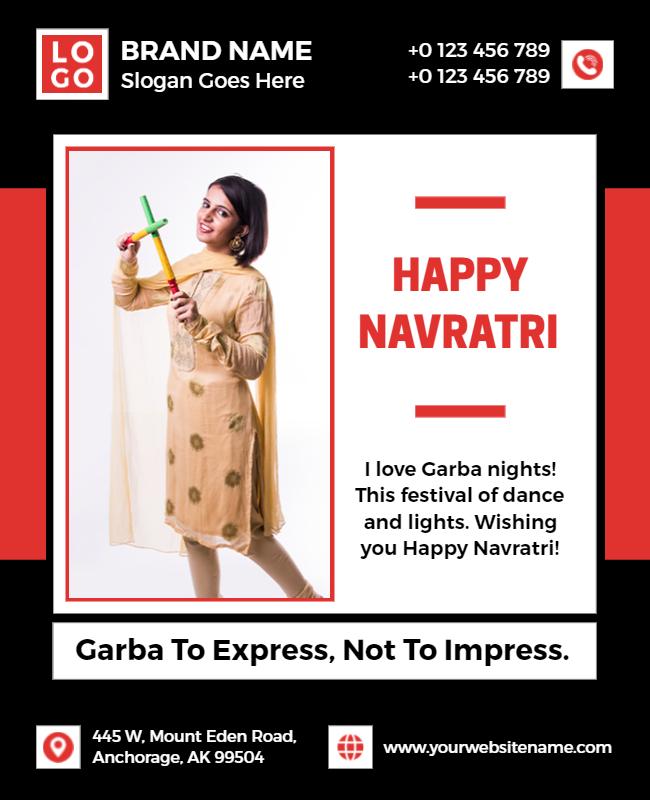 Festive Colorful Happy Navratri Garba Celebration Poster Template