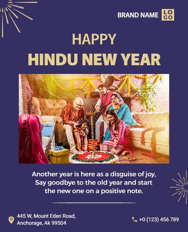 Festive Colorful Hindu New Year Celebration Poster Template