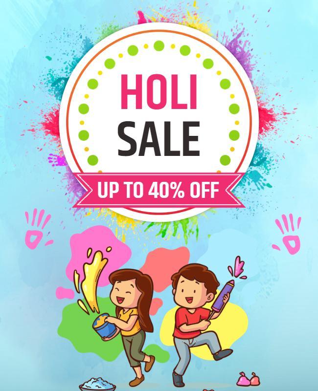 Festive Colorful Holi Sale Discount Poster Template