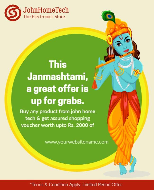 Festive Colorful Janmashtami Celebration Offer Poster Template