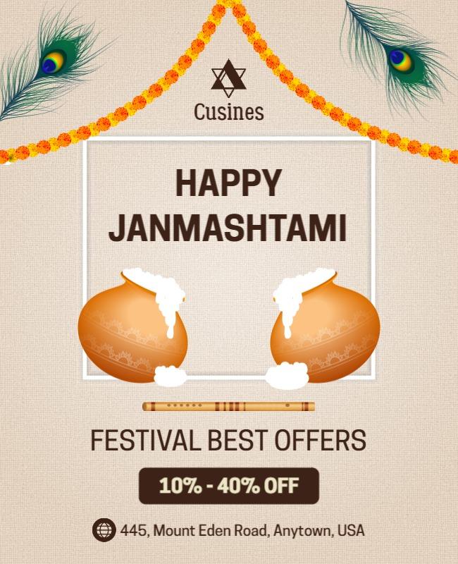 Festive Colorful Janmashtami Celebration Offers Poster Template