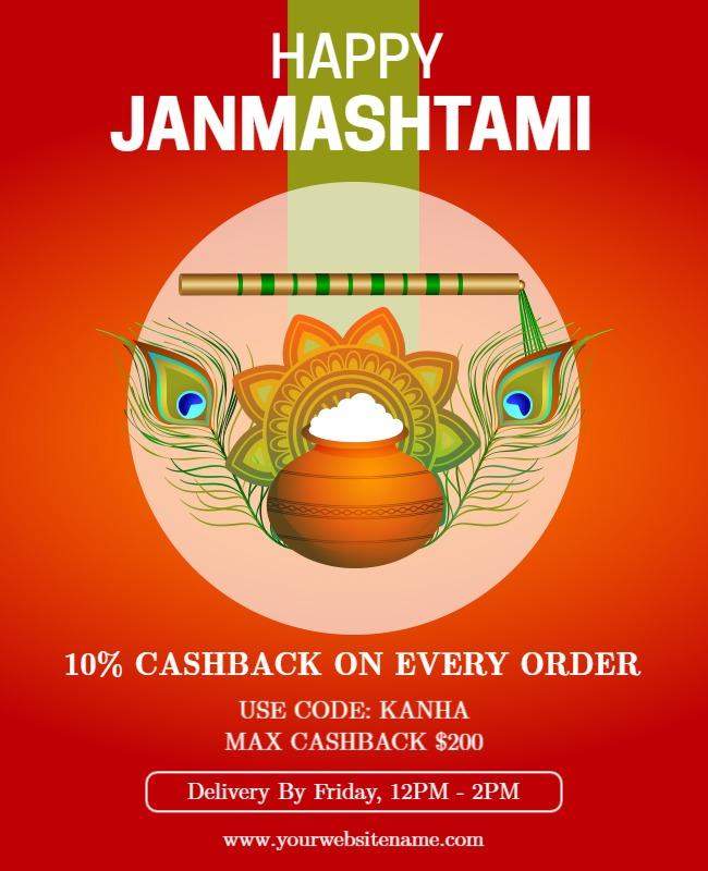 Festive Colorful Janmashtami Celebration Poster Template