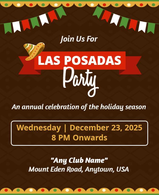 Festive Colorful Las Posadas Holiday Party Poster Template