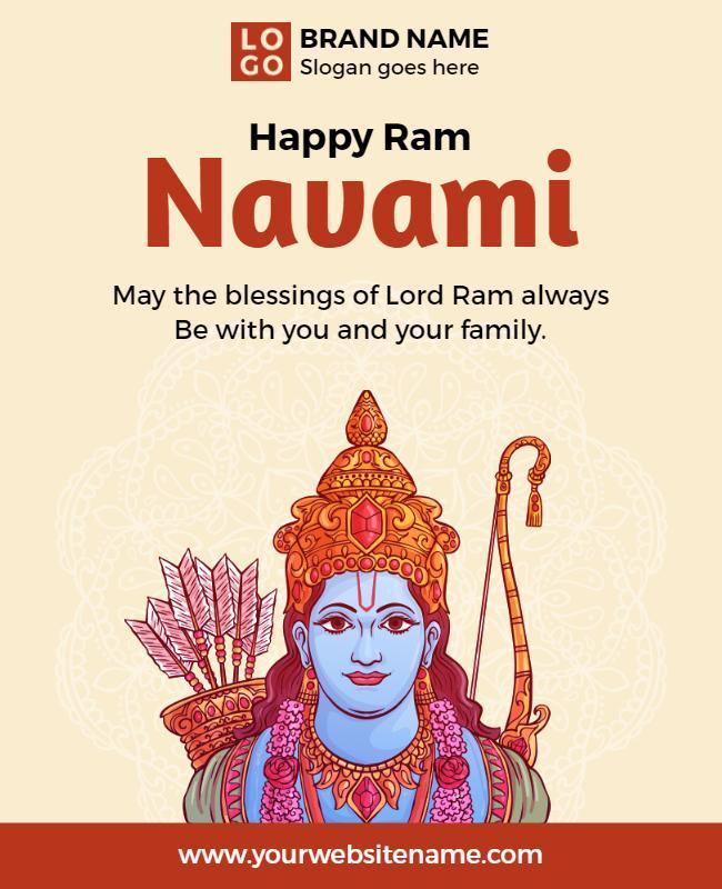 Festive Colorful Lord Ram Navami Celebration Poster Template