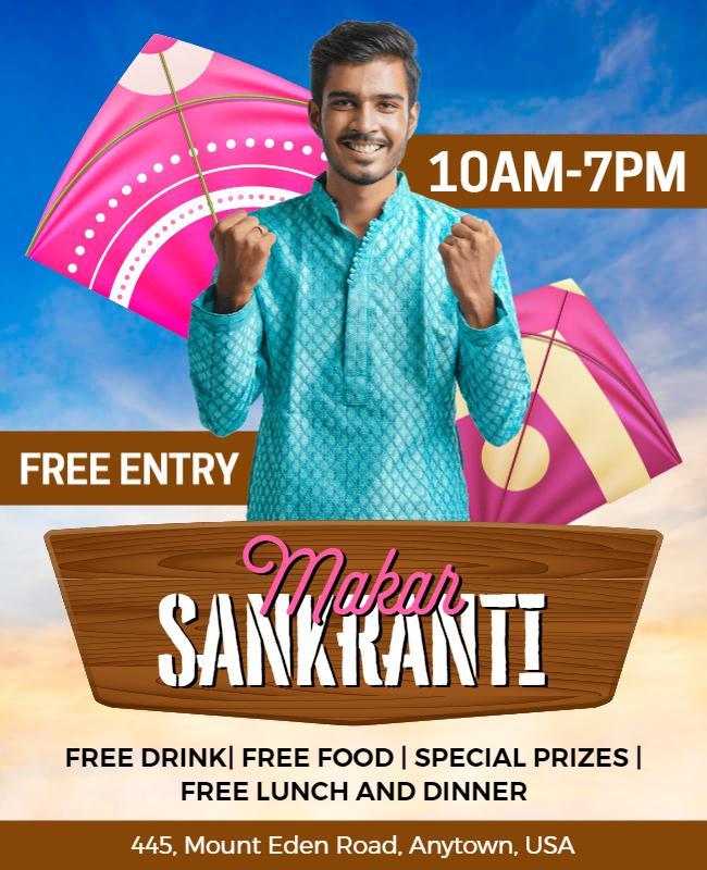 Festive Colorful Makar Sankranti Celebration Poster Template